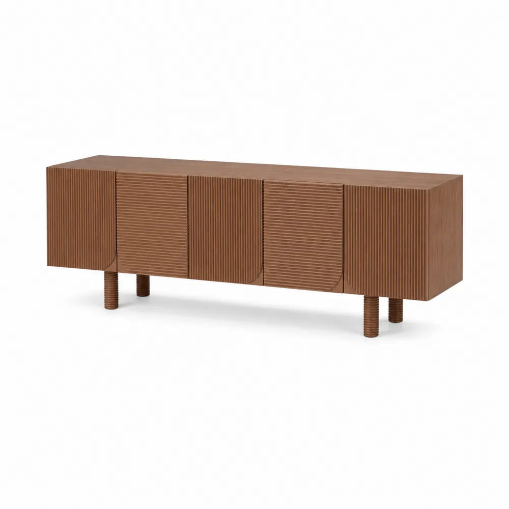 Szafka RTV z drewna dębowego brązowa 180 cm