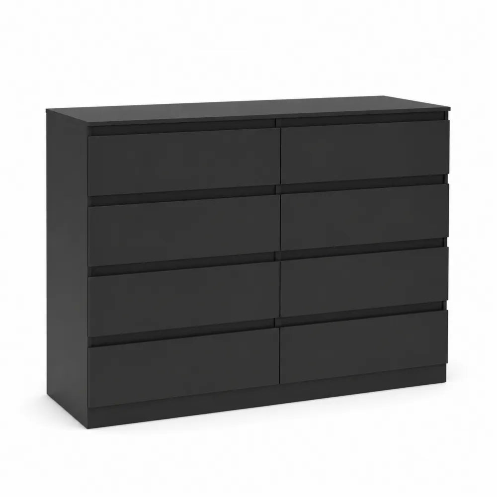 Komoda z 8 szufladami z MDF Czarna