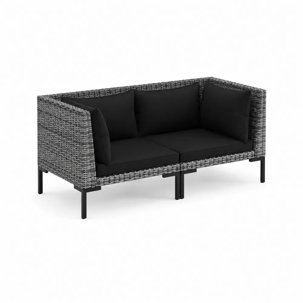 Sofa ogrodowa z technorattanu, stalowa rama, 180 cm