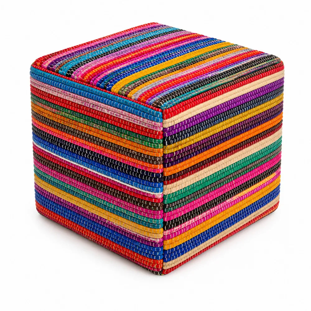 Puf Wielokolorowy z Bawełny 45x45x45 cm