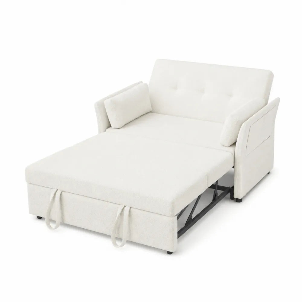 Rozkładana Sofa z Tkaniny Biała