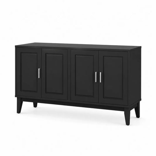Czarna Komoda z Czterema Drzwiami MDF 120cm