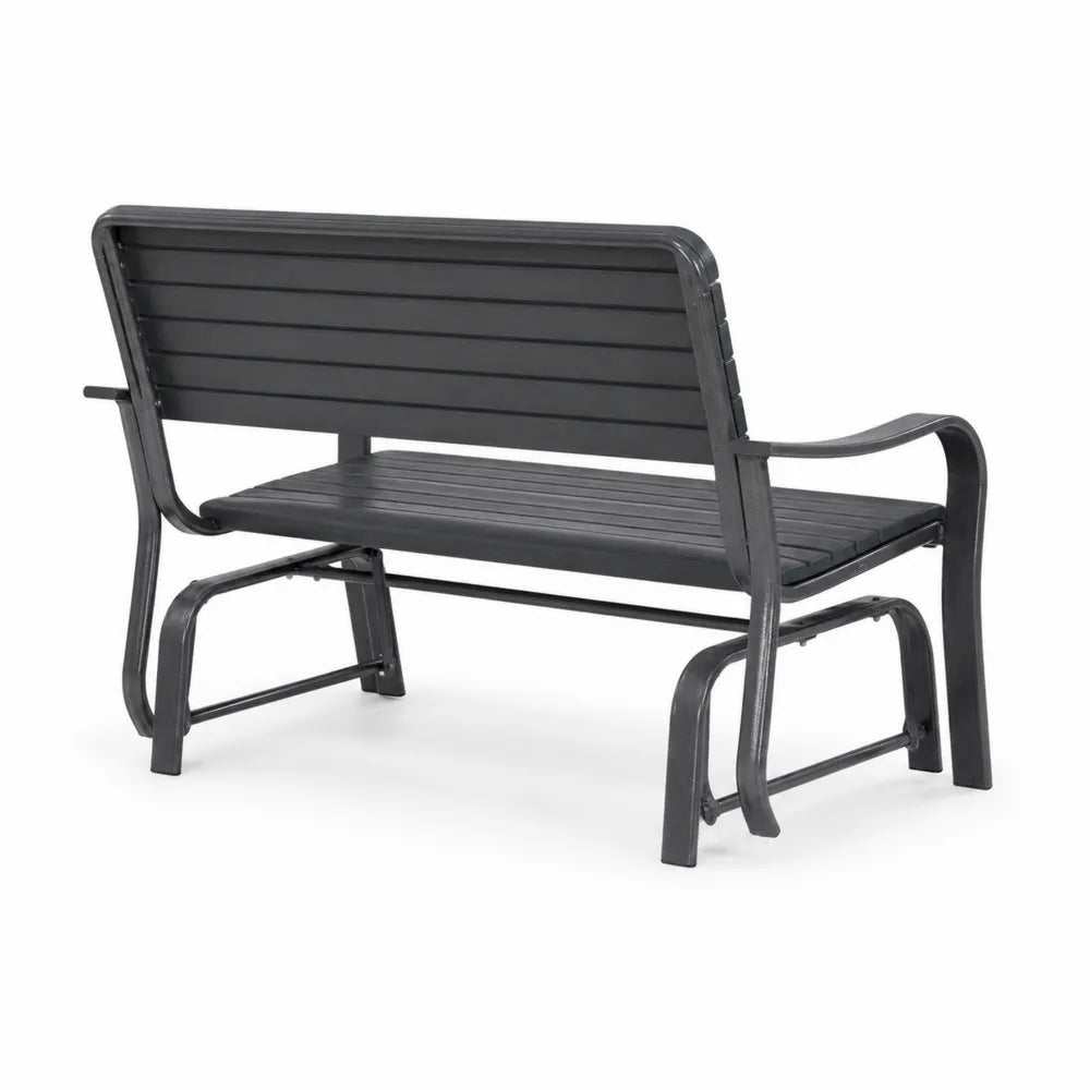 Ławka ogrodowa metalowa czarna 120 cm