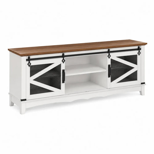 Szafka RTV z drzwiami przesuwnymi z MDF i drewna 150x42x60cm
