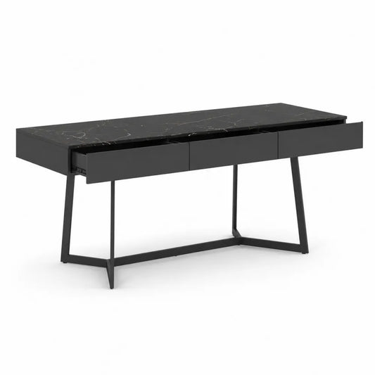 Biurko z czarnego marmuru i metalu 120x60x75 cm