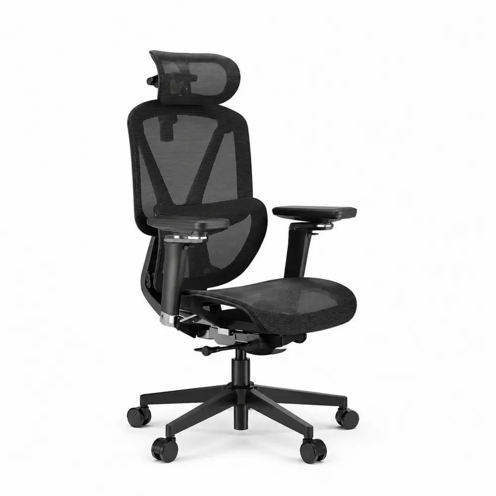 Ergonomiczne Krzesło Biurowe z Siatki i Metalu Czarny
