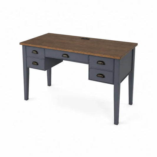 Biurko drewniane z szufladami MDF Czarny/Brązowy 140x60x75 cm